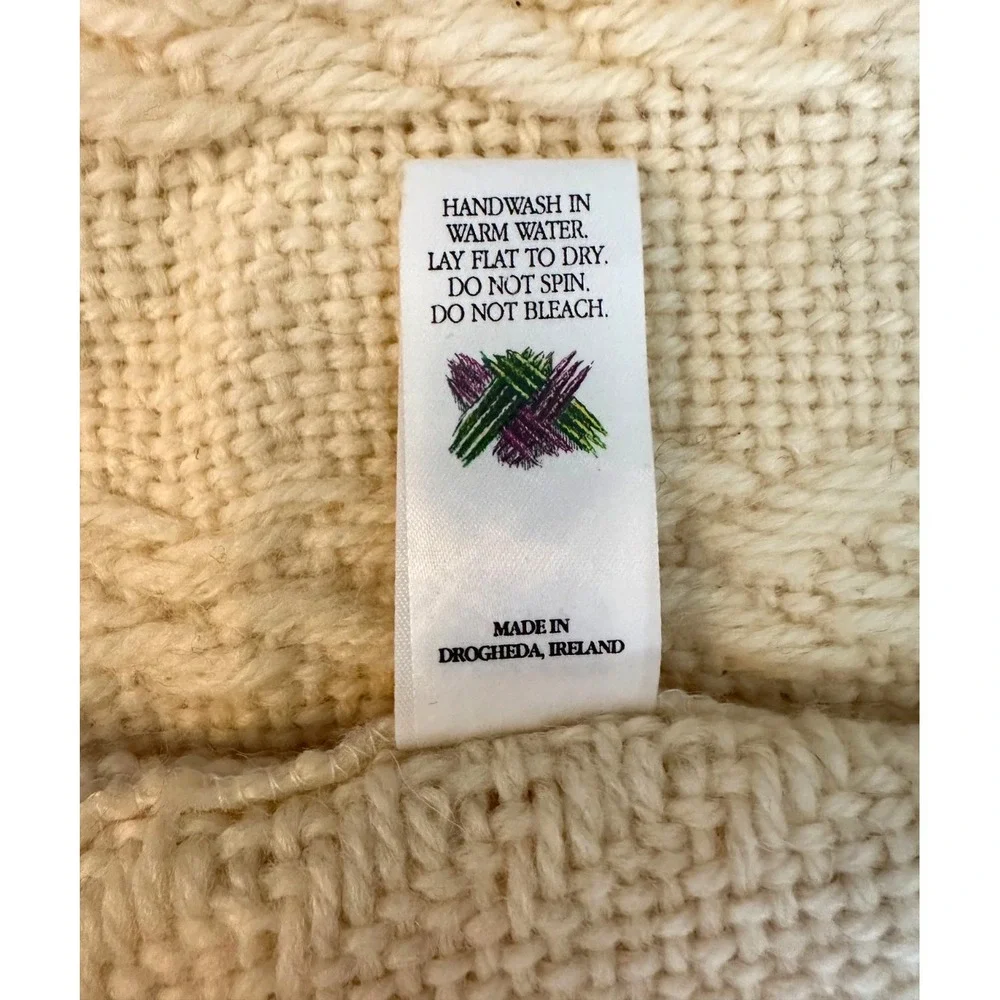 Branigan Weavers Women's Rectangular Winter Cable Knit Scarf One Size Cream Wool